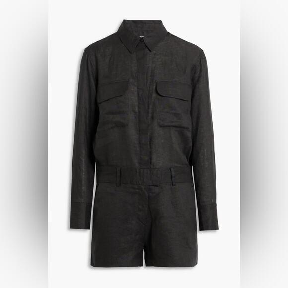Equipment‎ Valerie Black Linen Playsuit Romper - Picture 1 of 7